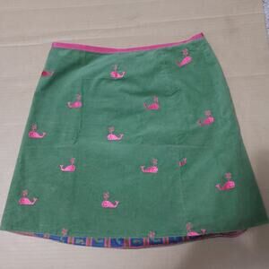 Lilly Pulitzer Embroidered Whale Wrap Skirt No Size Tag Preppy Classic Nautical